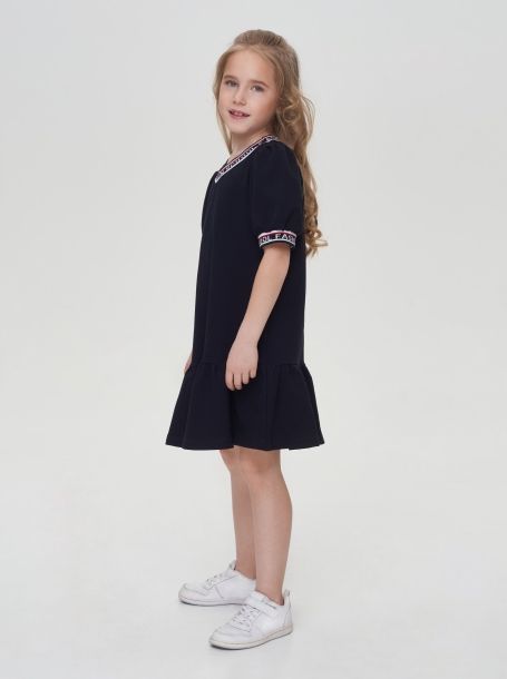 Фото3: картинка 547.31 Платье из футера с подвязами, синий Choupette - одевайте детей красиво!