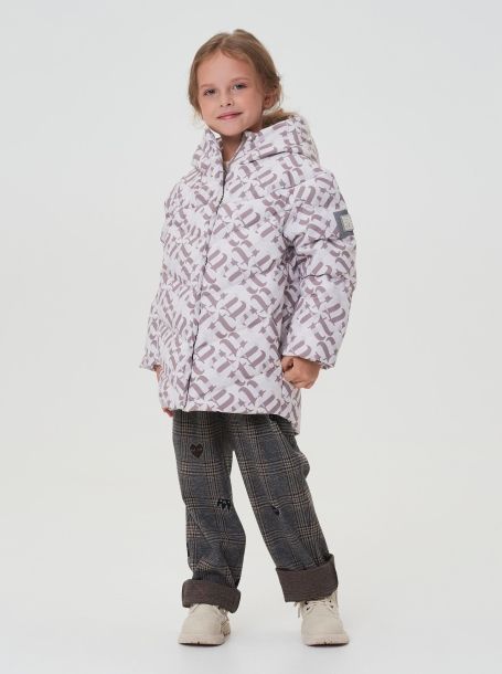 Фото1: картинка 753.20 Куртка пуховая, фирменный принт на бежевом Choupette - одевайте детей красиво!