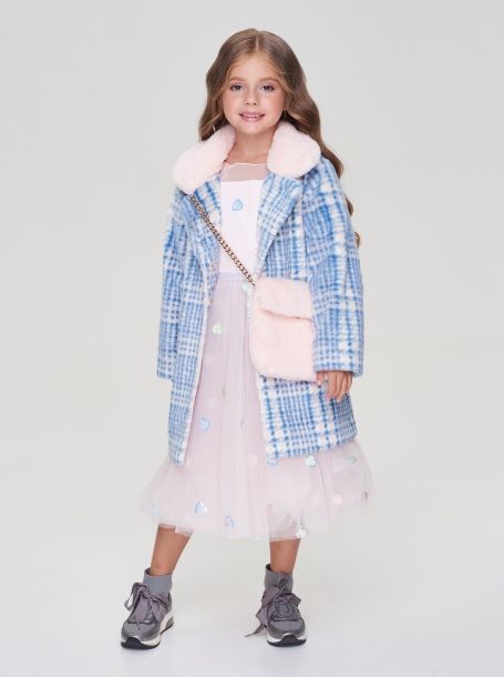 Фото2: картинка 691.20 Пальто на синтепоне с меховой сумочкой, сливочно-голубой Choupette - одевайте детей красиво!