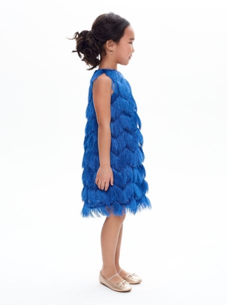 Фото2: картинка 1384.1.43 Платье нарядное Церемония пушистое с декором, синий Choupette - одевайте детей красиво!