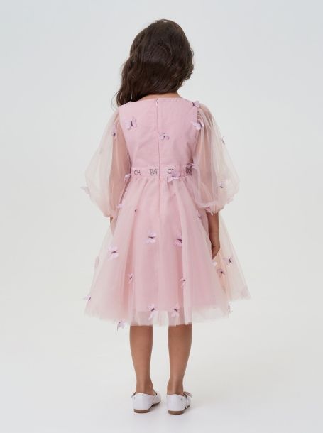 Фото4: картинка 52.116 Платье нарядное с бабочками, пудровый Choupette - одевайте детей красиво!