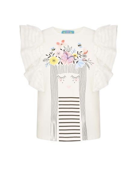 Фото1: картинка 50.112 Блузка с шитьем и кружевом, экрю Choupette - одевайте детей красиво!
