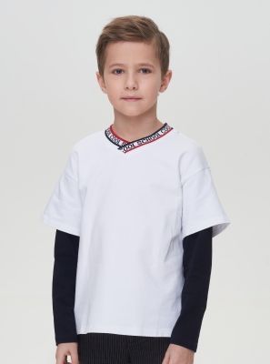 Фото1: картинка 570.1.31 Джемпер комбинированный, белый Choupette - одевайте детей красиво!