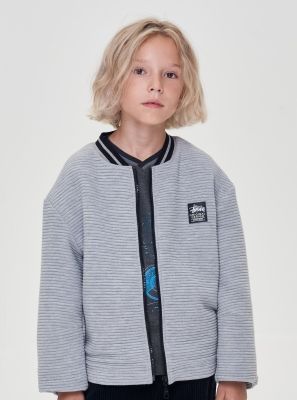 Фото1: картинка 05.107 Куртка-бомбер трикотажный с декором, стеганый, серый Choupette - одевайте детей красиво!