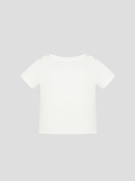 Фото2: Белая футболка с принтом и декором