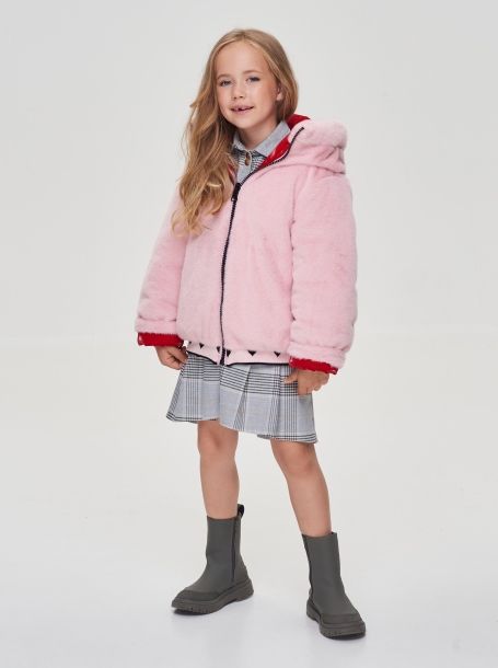 Фото7: картинка 699.20 Куртка двухсторонняя с крупной вышивкой, синтепух, пыльная роза\красный Choupette - одевайте детей красиво!