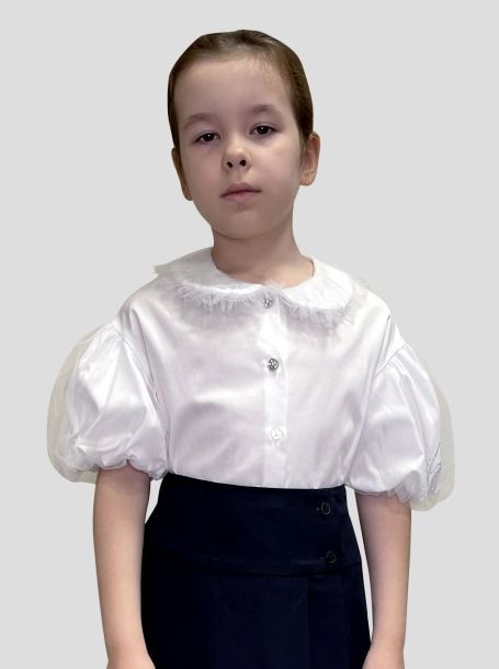 Фото1: Блузка нарядная с коротким рукавом, белый от Choupette 