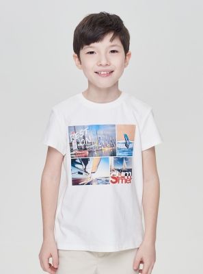 Фото1: Белая футболка с принтом для мальчика