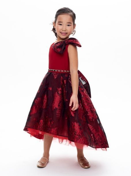 Фото1: картинка 1394.43 Платье нарядное Церемония с пышной юбкой, цепочкой и бантом, красный Choupette - одевайте детей красиво!