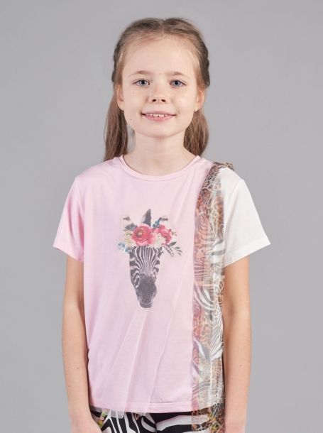 Фото1: Детская комбинированная футболка с сеткой