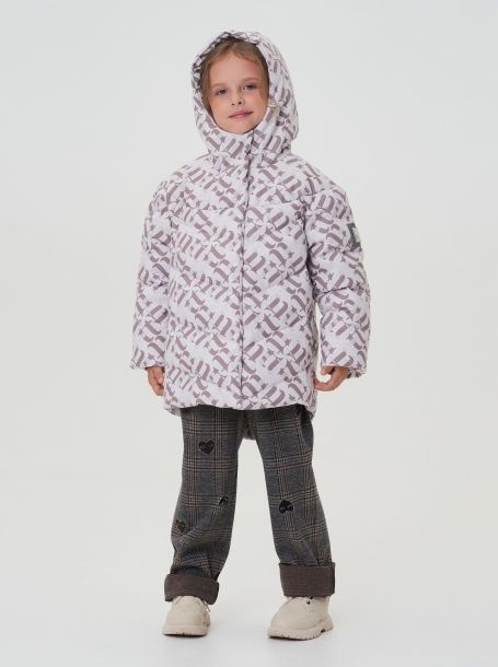 Фото7: картинка 753.20 Куртка пуховая, фирменный принт на бежевом Choupette - одевайте детей красиво!