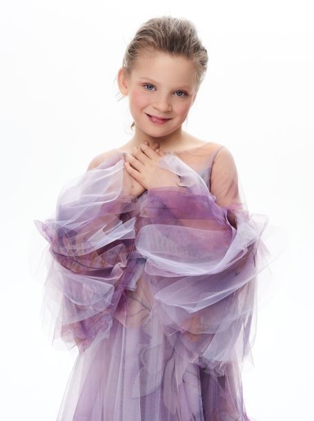 Фото7: картинка 1391.43 Платье нарядное Церемония с арт-рукавами, лаванда Choupette - одевайте детей красиво!