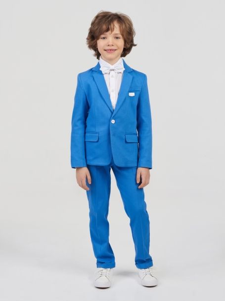 Фото1: Синие нарядные брюки для мальчика