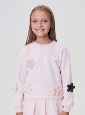 Фото1: картинка 23.116 Джемпер-СВИТШОТ с объемными декорами, розовый Choupette - одевайте детей красиво!