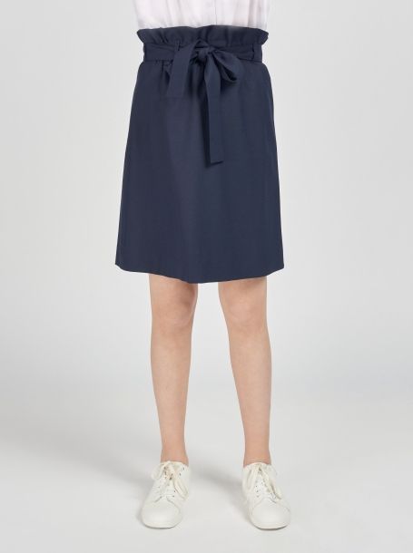 Фото2: Синяя школьная юбка с завышенной талией