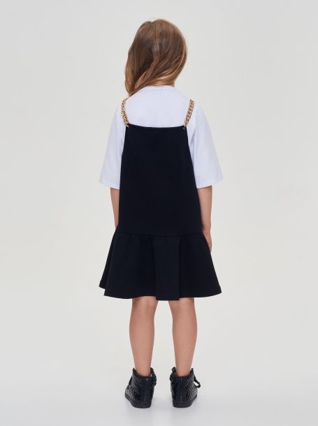 Фото4: картинка 11.108 Платье трикотажное с иммитацией сарафана, черно-белый Choupette - одевайте детей красиво!