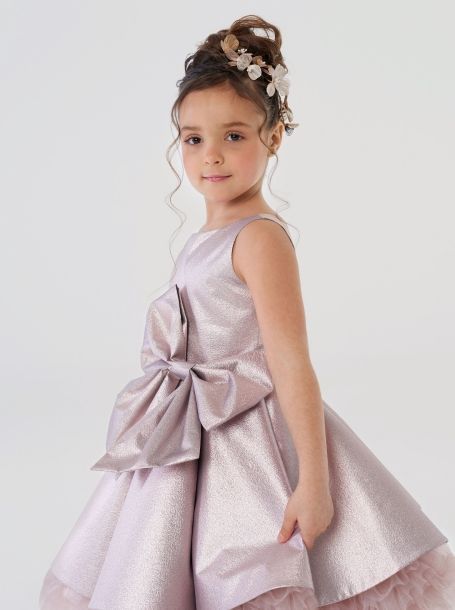 Фото7: картинка 1513.43 Платье нарядное Церемония из парчи с бантом, сияющий лиловый Choupette - одевайте детей красиво!