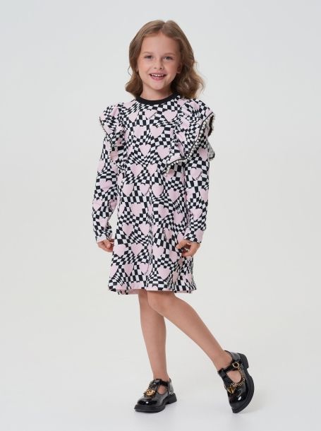 Фото1: картинка 50.116 Платье трикотажное с декором, фирменный принт Choupette - одевайте детей красиво!