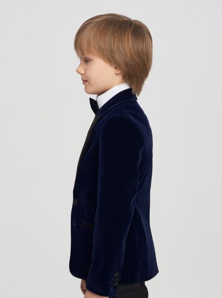 Фото2: Темно-синий бархатный пиджак для мальчика