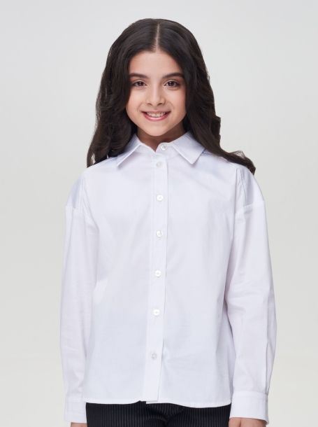 Фото1: картинка 540.31 Блузка нарядная с принтом, белый Choupette - одевайте детей красиво!