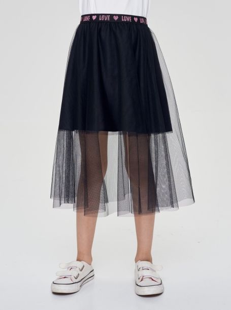 Фото2: Черная сетчатая длинная юбка
