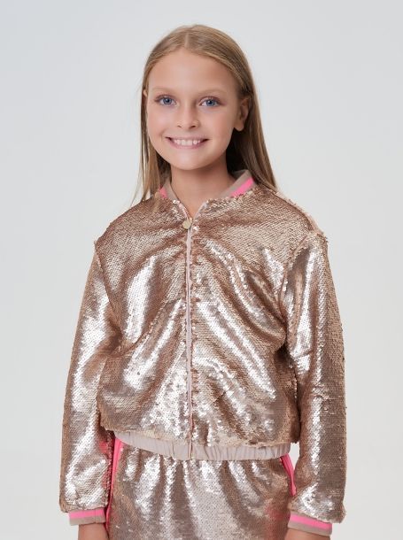 Фото2: картинка 116.114 Куртка-Бомбер с пайетками песочное золото Choupette - одевайте детей красиво!