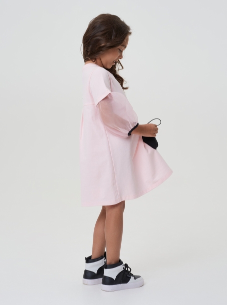 Фото7: картинка 54.116 Платье из футера с объемным декором, розовый Choupette - одевайте детей красиво!