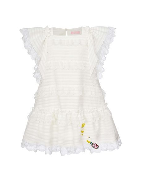 Фото1: картинка 14.112 Платье из хлопка с кружевом, теплый белый Choupette - одевайте детей красиво!