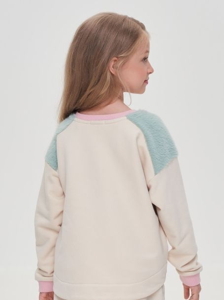 Фото4: картинка 09.106 Бомбер из футера комбинированный мята/сливочный Choupette - одевайте детей красиво!