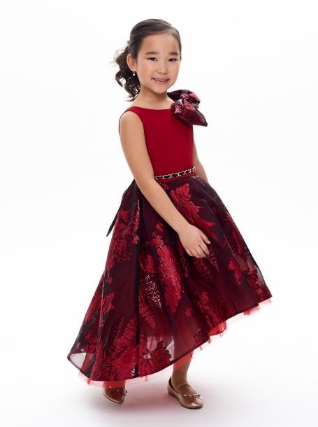 Фото2: картинка 1394.43 Платье нарядное Церемония с пышной юбкой, цепочкой и бантом, красный Choupette - одевайте детей красиво!