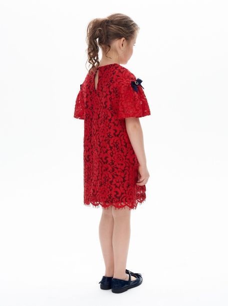 Фото3: картинка 1396.43 Платье -трапеция нарядное Церемония из кружевного полотна с декорами, красный Choupette - одевайте детей красиво!