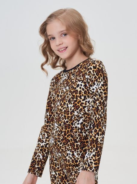 Фото6: картинка 314.70 Костюм из трикотажа Лапша (лонгслив, брюки), принт леопард Choupette - одевайте детей красиво!