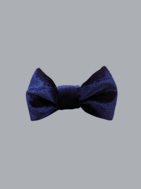 Фото1: Синий бархатный галстук бабочка