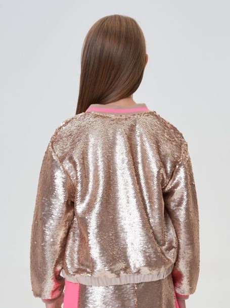 Фото4: картинка 116.114 Куртка-Бомбер с пайетками песочное золото Choupette - одевайте детей красиво!