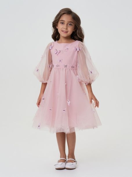 Фото2: картинка 52.116 Платье нарядное с бабочками, пудровый Choupette - одевайте детей красиво!