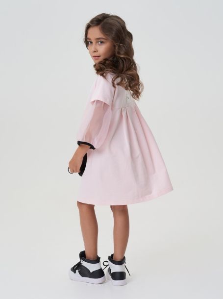 Фото5: картинка 54.116 Платье из футера с объемным декором, розовый Choupette - одевайте детей красиво!