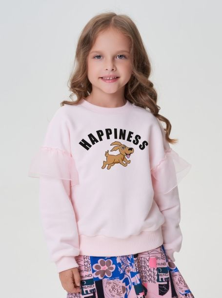 Фото1: картинка 55.116 Джемпер-СВИТШОТ с принтом, розовый Choupette - одевайте детей красиво!
