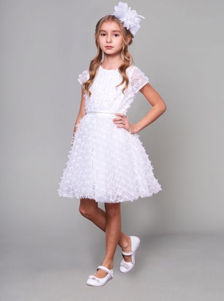 Фото1: Белое коктейльное платье для девочки