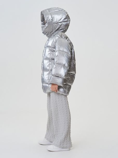 Фото4: картинка 664.5.20 Куртка  объемная с капюшоном (синтепух), серебро антик Choupette - одевайте детей красиво!