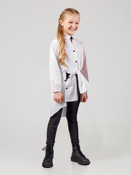 Фото5: Удлиненная белая блузка для девочки