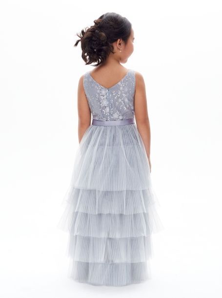 Фото3: картинка 1387.43 Платье-футляр нарядное Церемония в комплекте с многоярусной юбкой, голубой жемчуг Choupette - одевайте детей красиво!