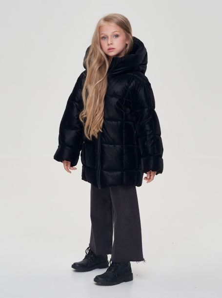 Фото3: картинка 664.1.20 Куртка  объемная с капюшоном (синтепух), черный Choupette - одевайте детей красиво!