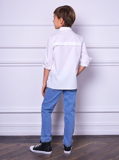 Фото3: Белая стильная рубашка для мальчика