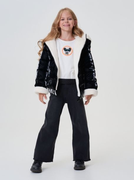 Фото3: картинка 738.20 Куртка двухсторонняя с крупной вышивкой, синтепух, черно-белый Choupette - одевайте детей красиво!