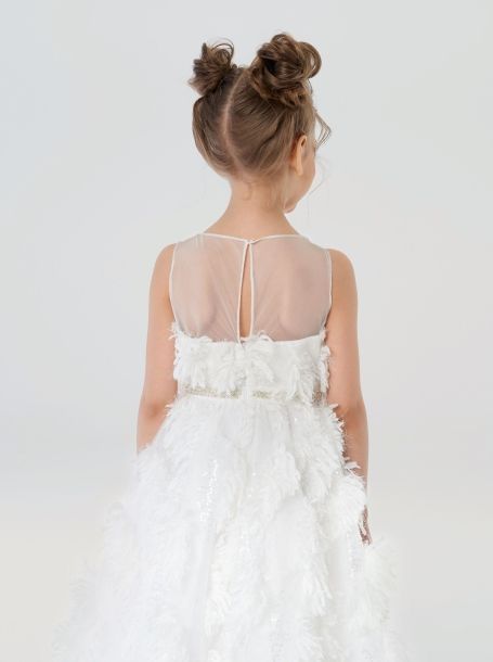 Фото10: картинка 1532.43 Платье нарядное Церемония, с пышной юбкой и объемными декорами, белый Choupette - одевайте детей красиво!