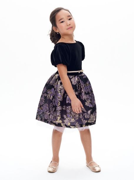 Фото2: картинка 1392.43 Платье нарядное Церемония с пышной юбкой и бархатным лифом, черный/лаванда Choupette - одевайте детей красиво!