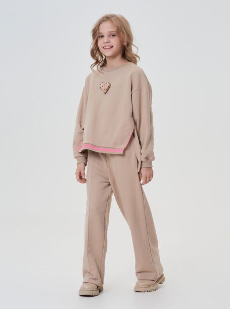 Фото1: картинка 108.114 Костюм трикотажный (свитшот и брюки), браш эффект, пудра Choupette - одевайте детей красиво!