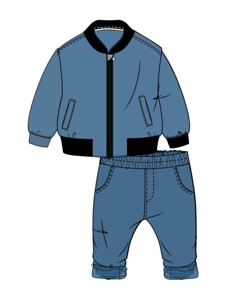 Фото1: картинка 46.111 Костюм трикотажный под джинсу (куртка и брюки), голубой Choupette - одевайте детей красиво!