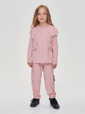 Фото1: картинка 30.108 Брюки-карго трикотажные, розовый Choupette - одевайте детей красиво!