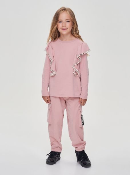 Фото1: картинка 30.108 Брюки-карго трикотажные, розовый Choupette - одевайте детей красиво!